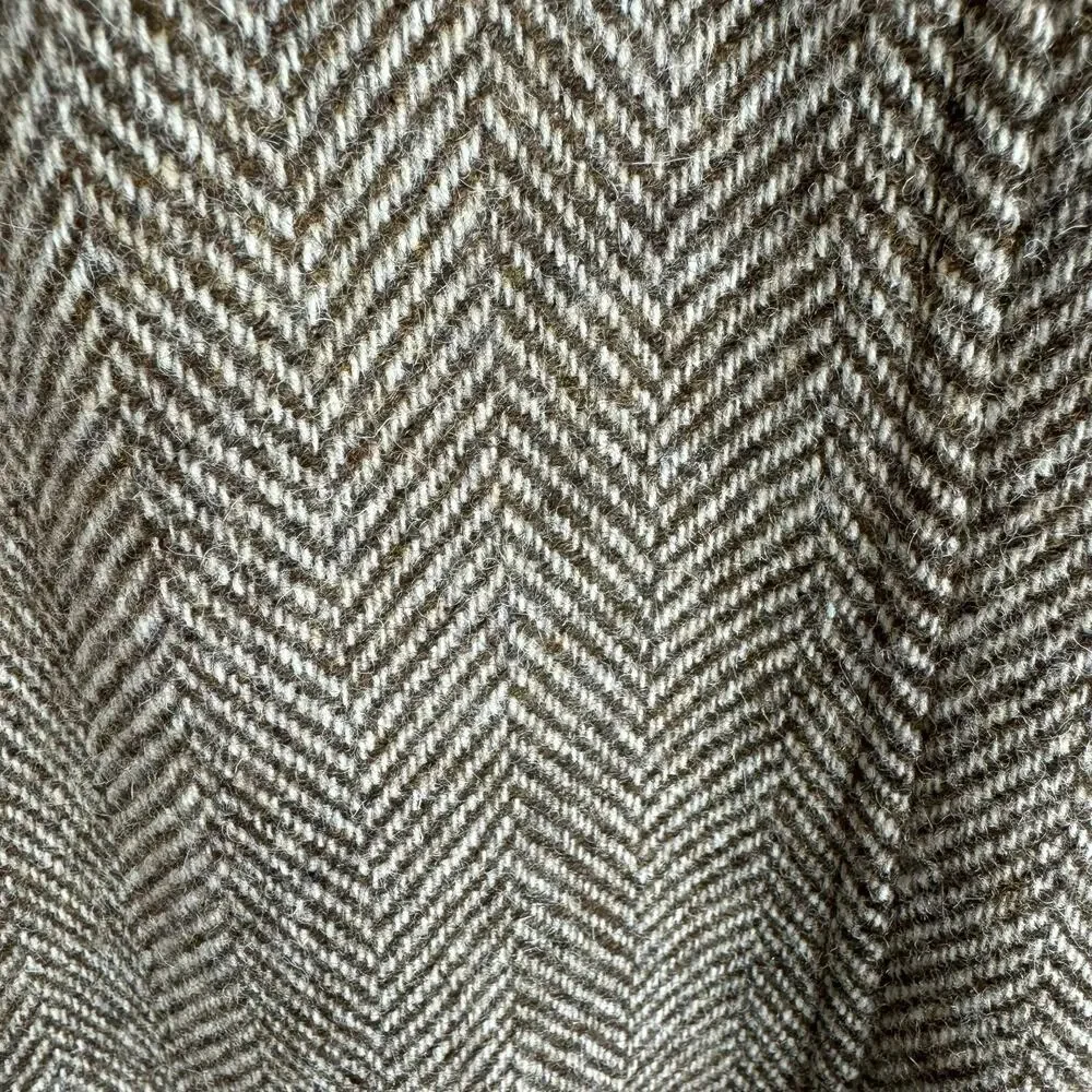 Ah! Austin Hill Brown‎ Cream Chevron 100% Pure Wool Lined Midi Skirt USA Retro 8